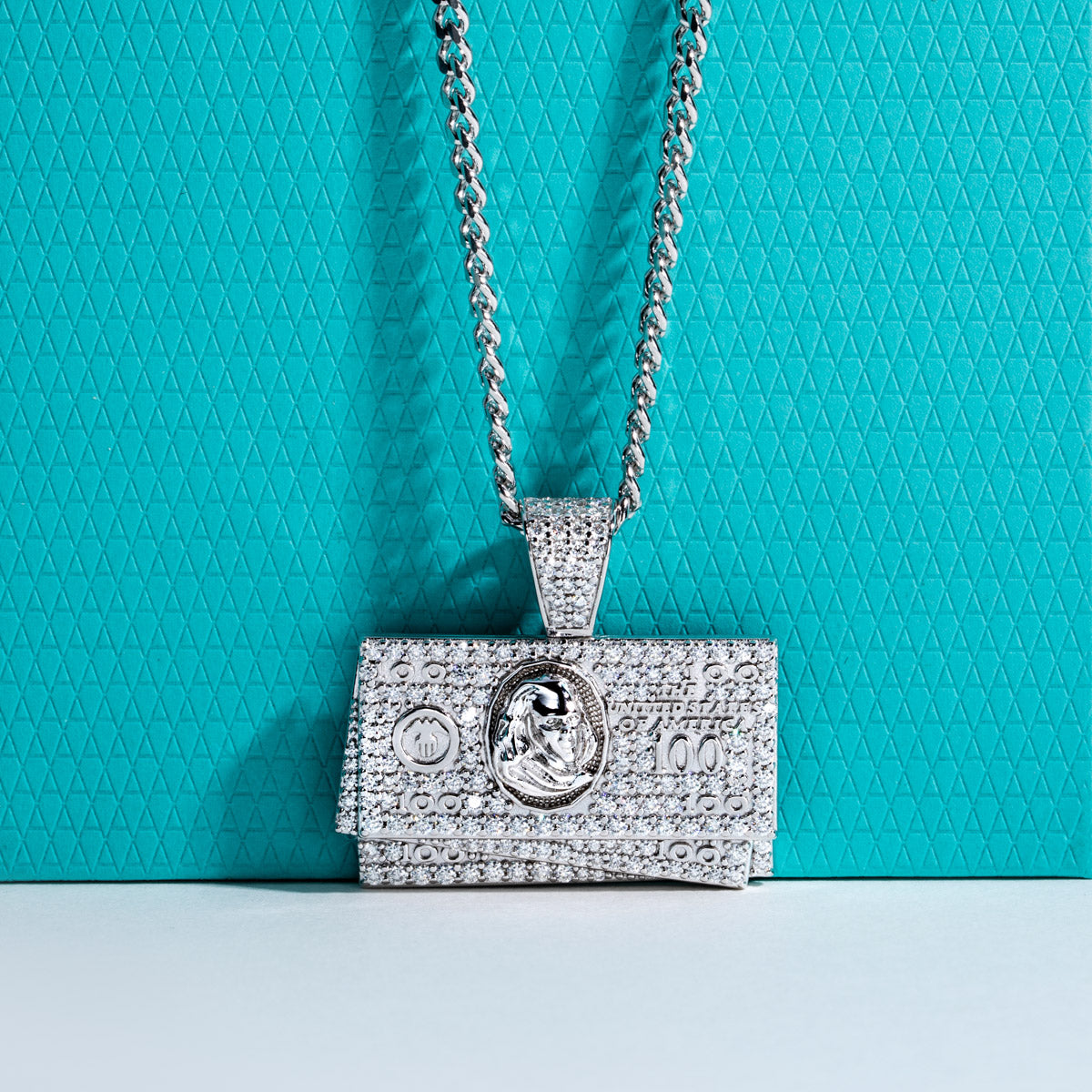 S925 Silver Moissanite Hip Hop Dollar Pendan