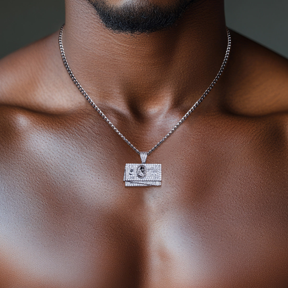 S925 Silver Moissanite Hip Hop Dollar Pendan