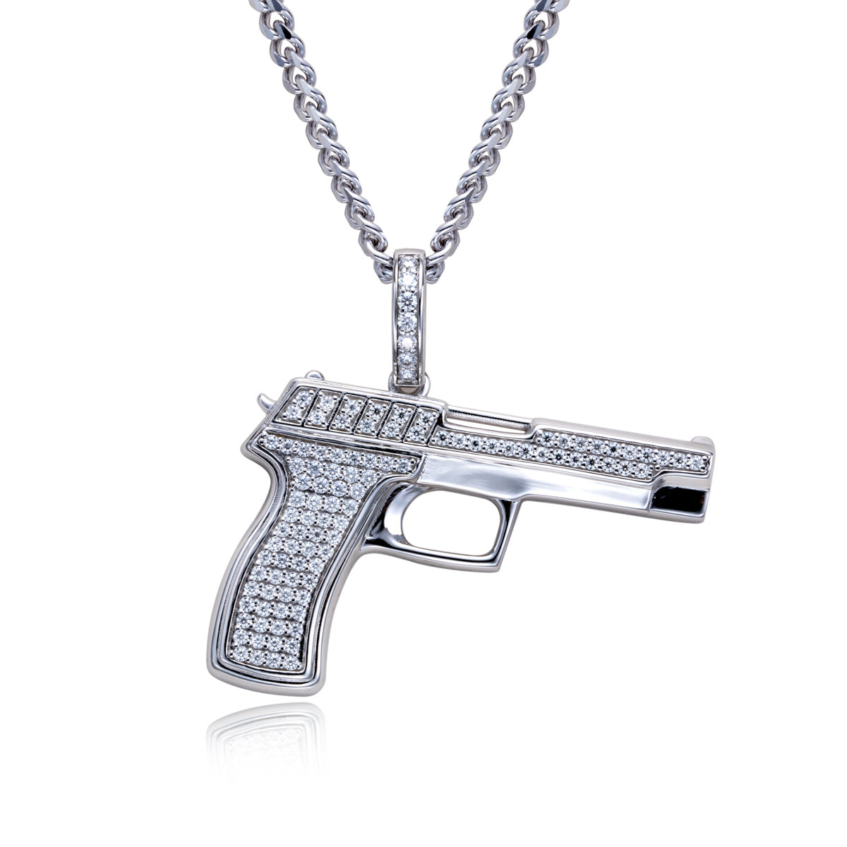 S925 Silver Moissanite Hip Hop Gun Pendant