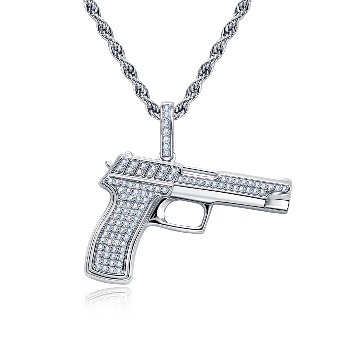 S925 Silver Moissanite Hip Hop Gun Pendant