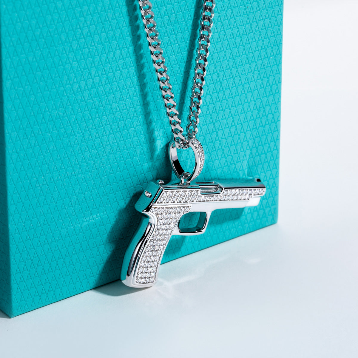S925 Silver Moissanite Hip Hop Gun Pendant