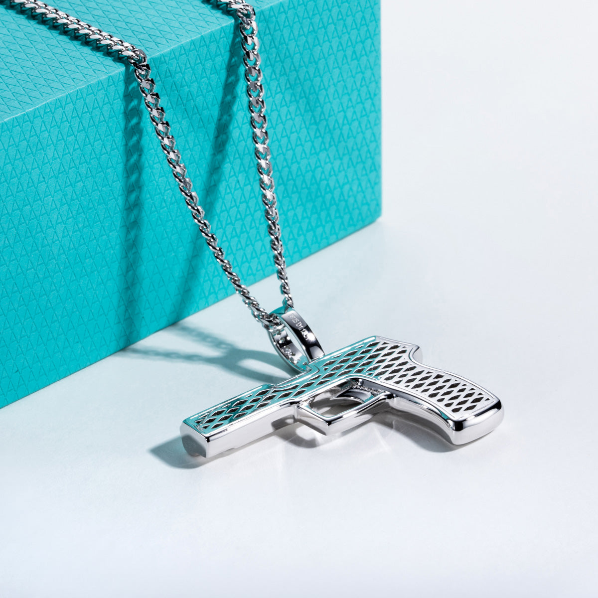 S925 Silver Moissanite Hip Hop Gun Pendant