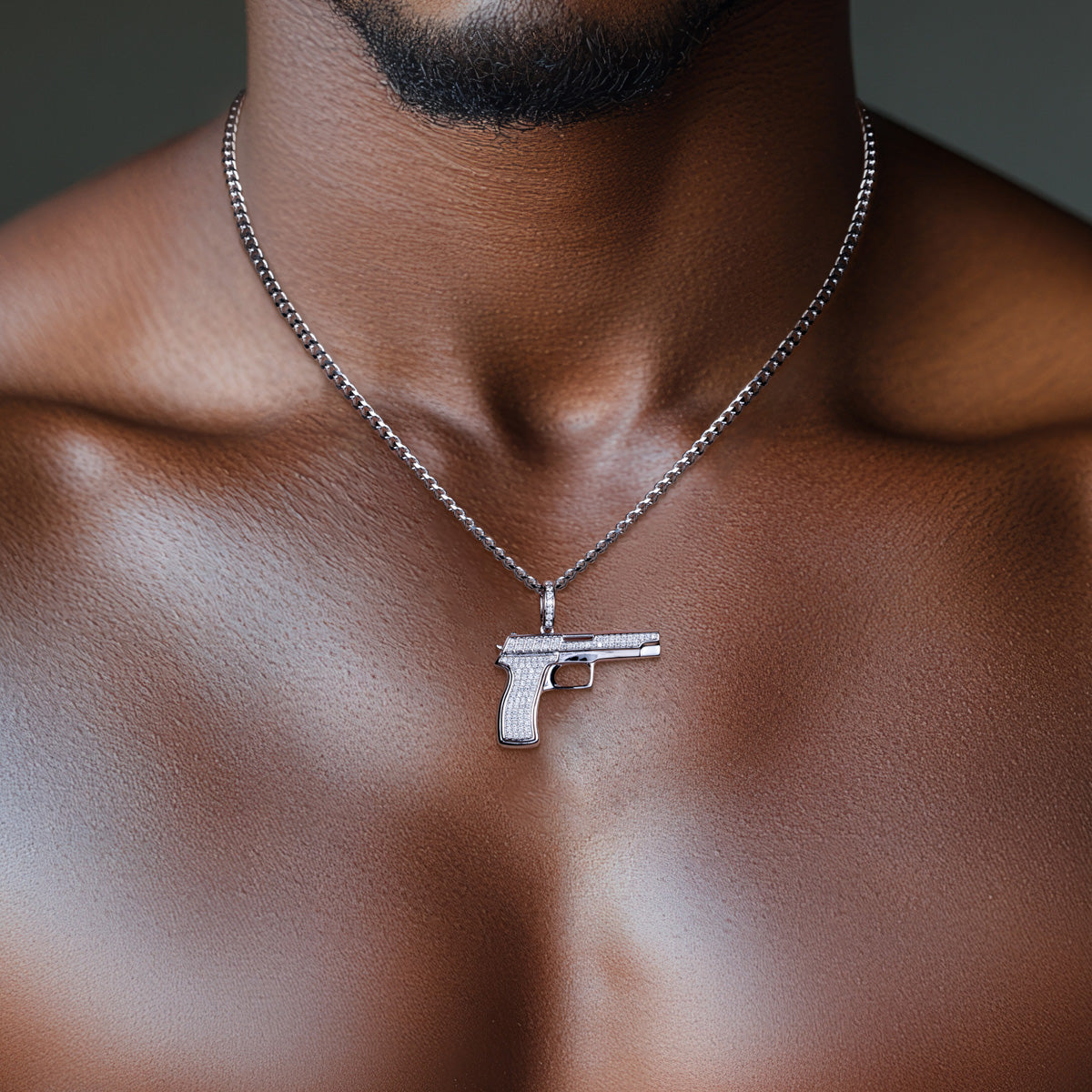 S925 Silver Moissanite Hip Hop Gun Pendant