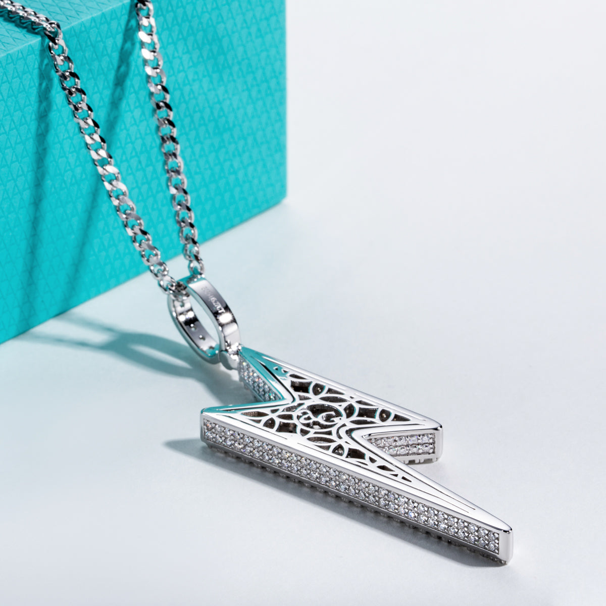 S925 Silver Moissanite Fully Paved Palm Pendant, Hip Hop Style