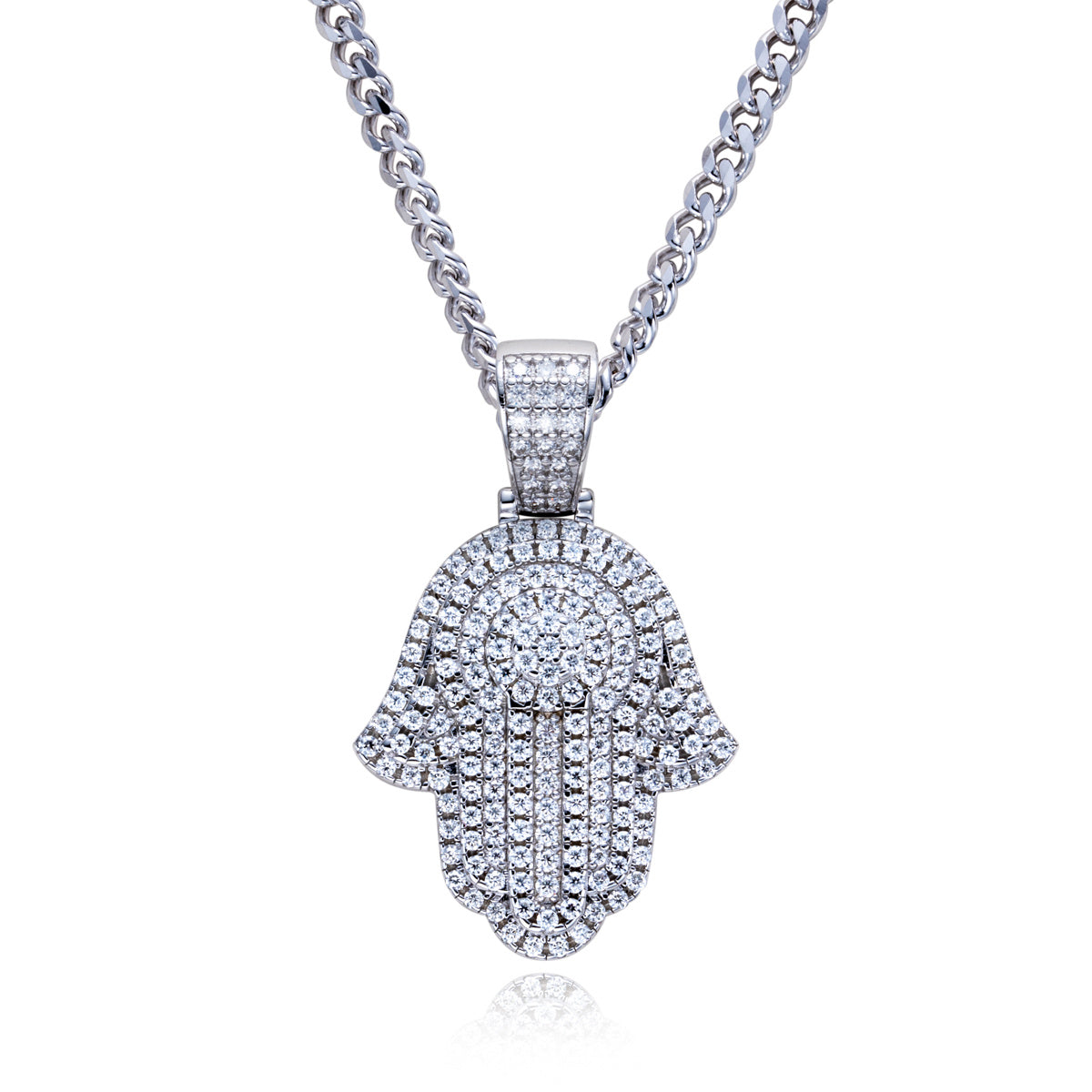 S925 Silver Moissanite Fully Paved Palm Pendant, Hip Hop Style