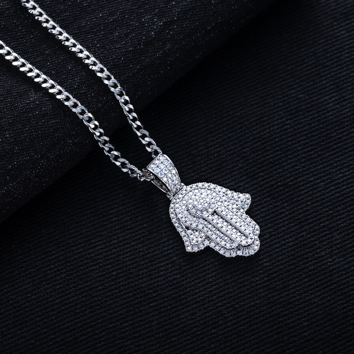 S925 Silver Moissanite Fully Paved Palm Pendant, Hip Hop Style