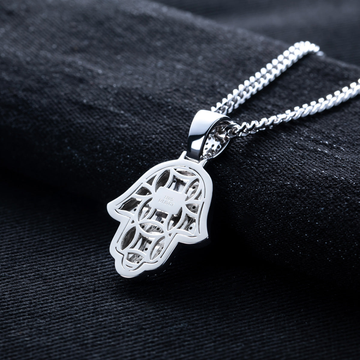 S925 Silver Moissanite Fully Paved Palm Pendant, Hip Hop Style