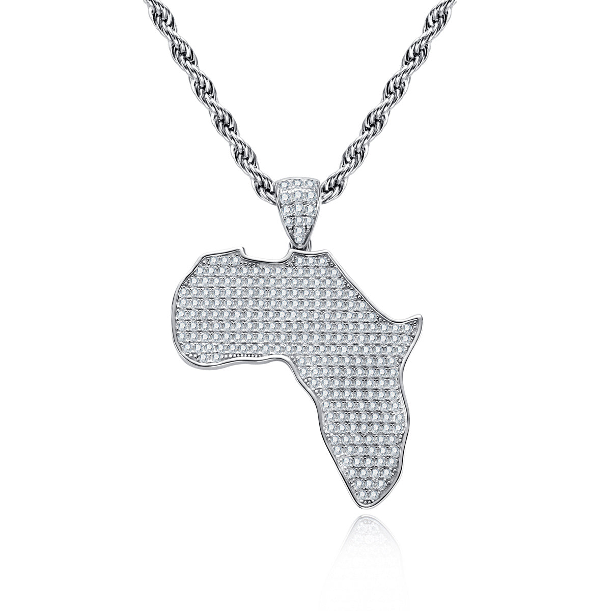 S925 Moissanite Hip Hop African Map Pendant
