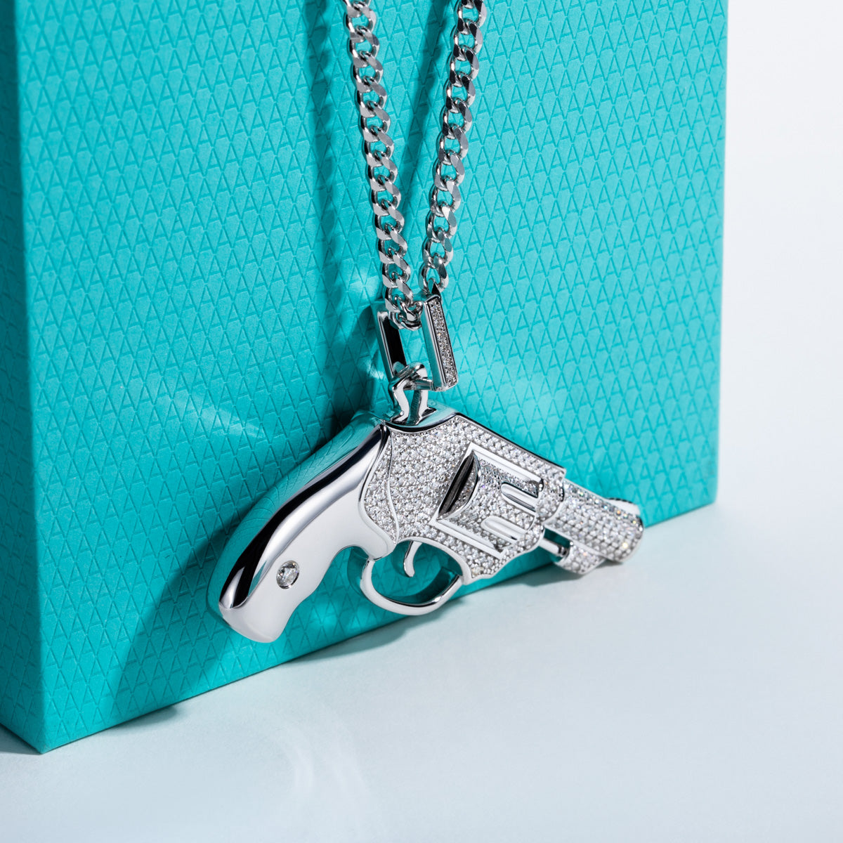 S925 Silver Moissanite Hip Hop Pistol Pendant