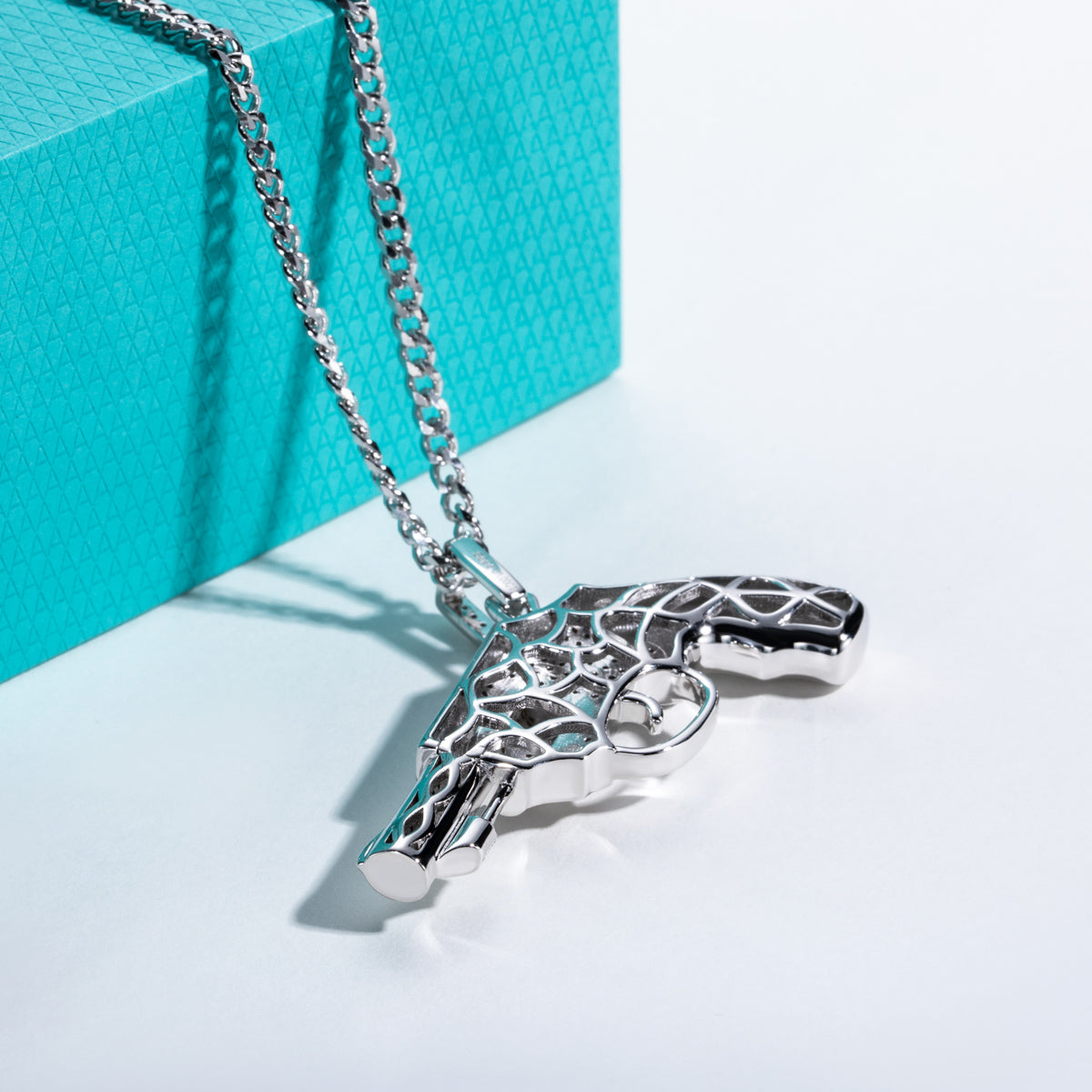 S925 Silver Moissanite Hip Hop Pistol Pendant