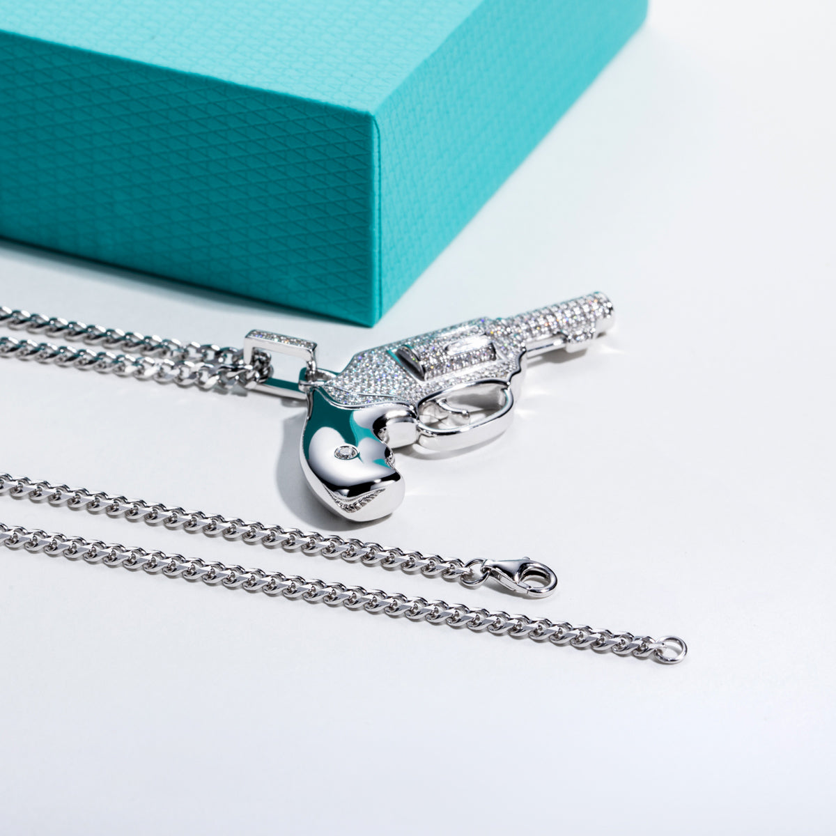 S925 Silver Moissanite Hip Hop Pistol Pendant