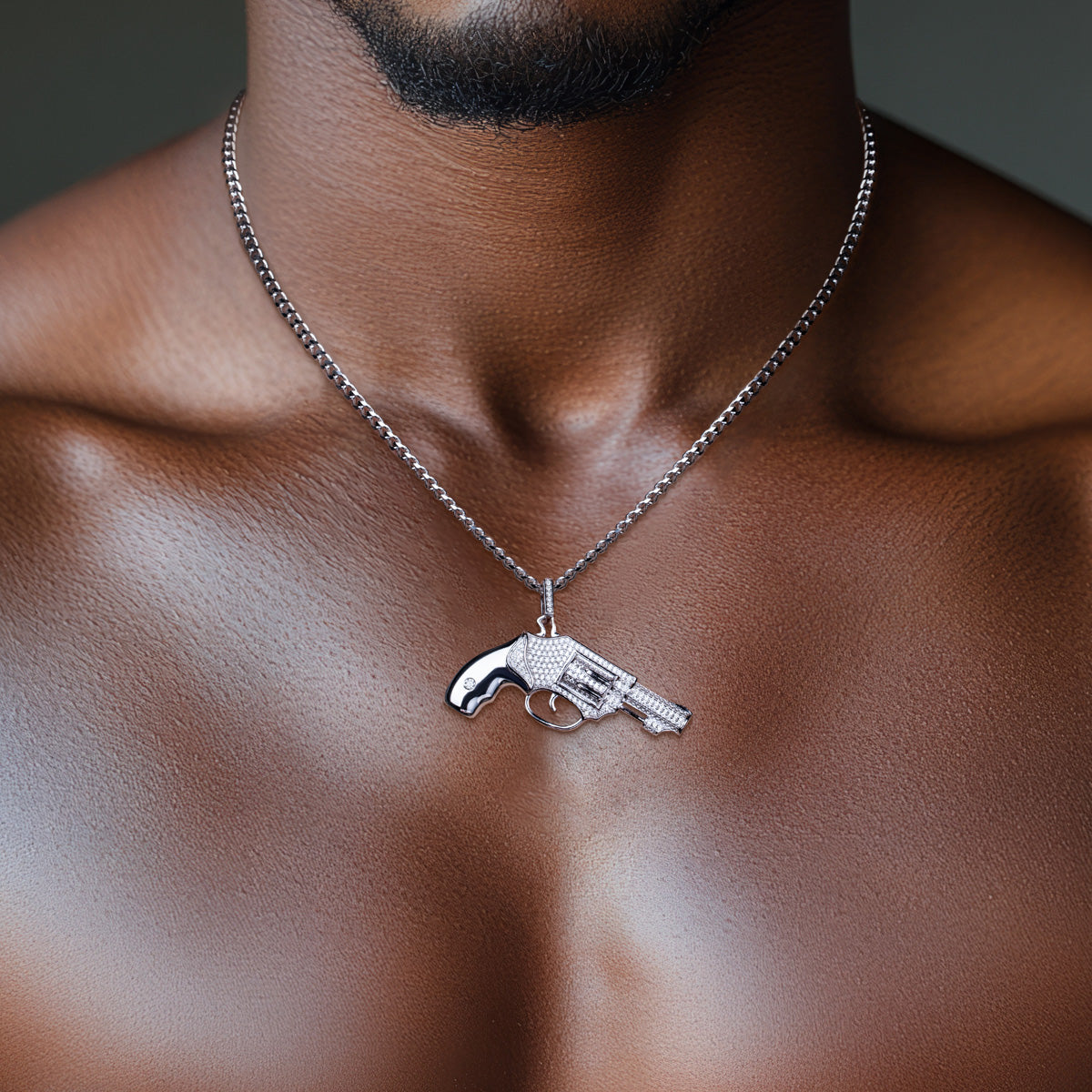 S925 Silver Moissanite Hip Hop Pistol Pendant