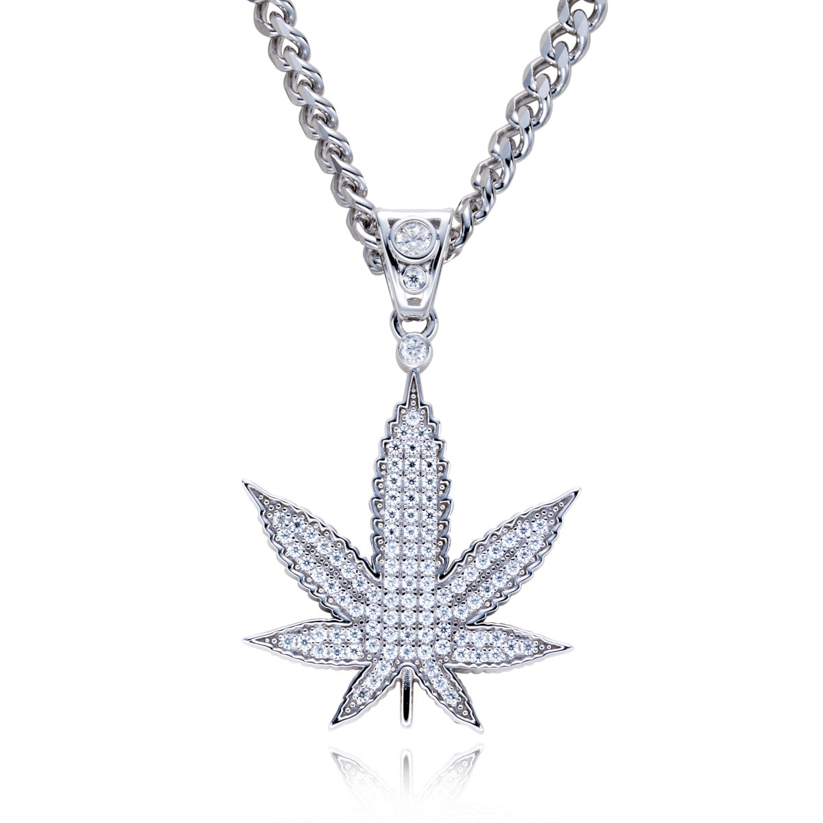 S925 Moissanite Maple Leaf Pendant with 60cm Stainless Steel Chain