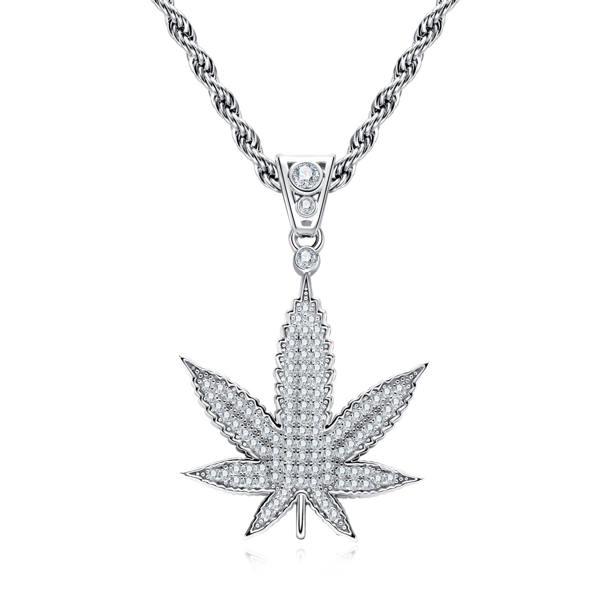 S925 Moissanite Maple Leaf Pendant with 60cm Stainless Steel Chain