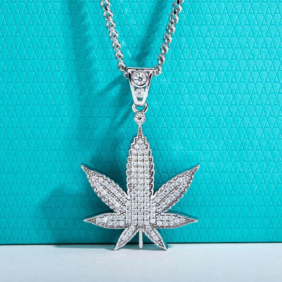S925 Moissanite Maple Leaf Pendant with 60cm Stainless Steel Chain