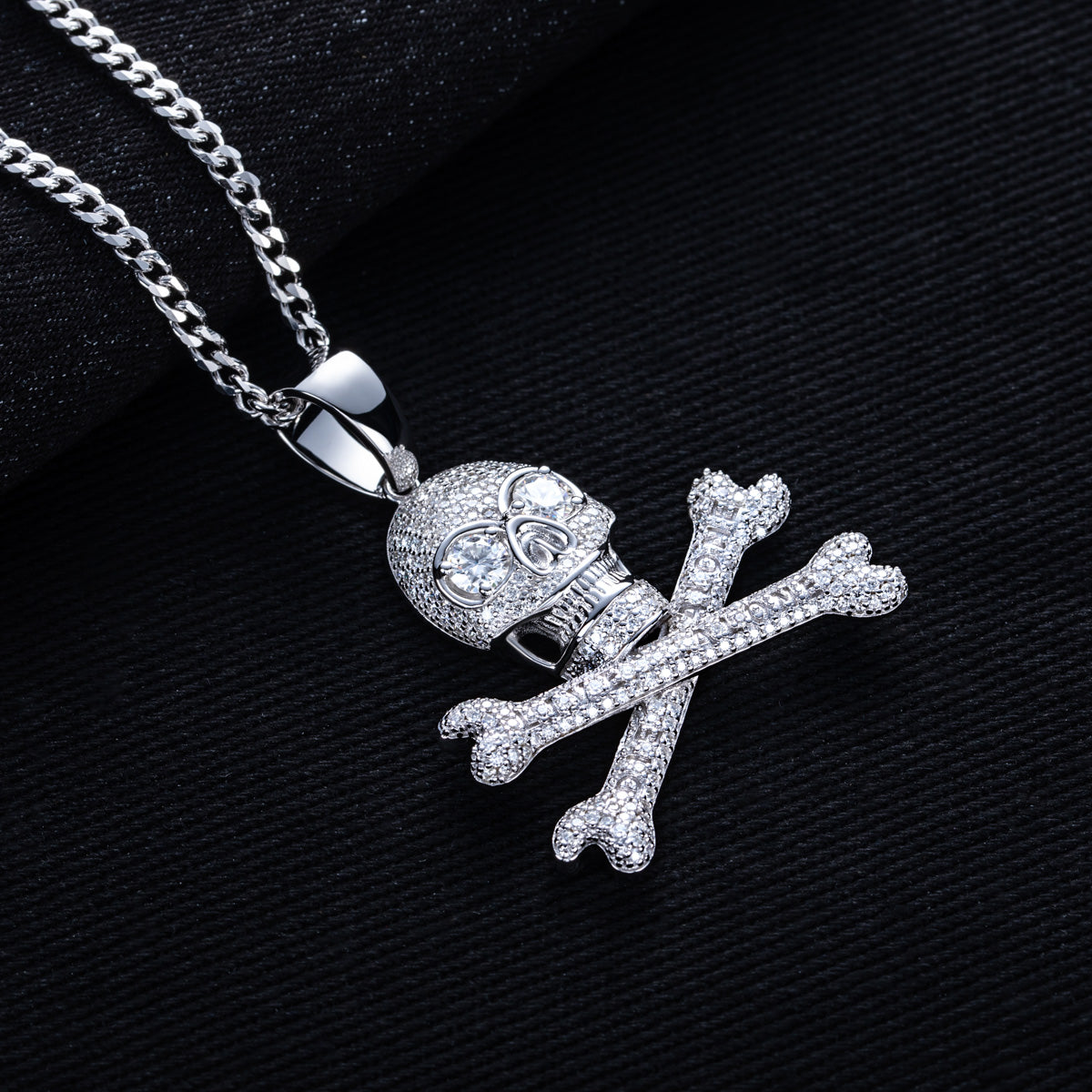 S925 Silver Full Moissanite Skull Pendant