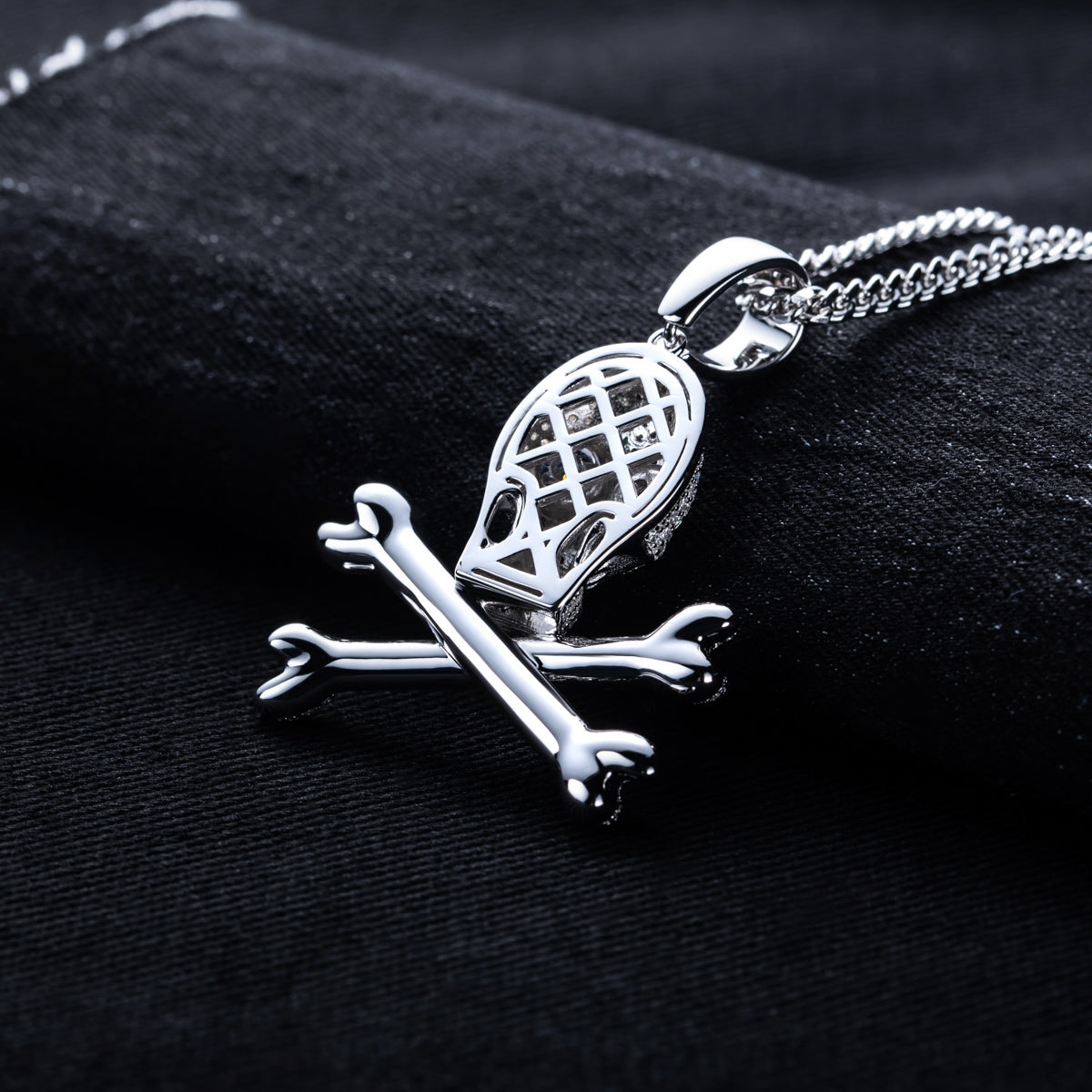 S925 Silver Full Moissanite Skull Pendant