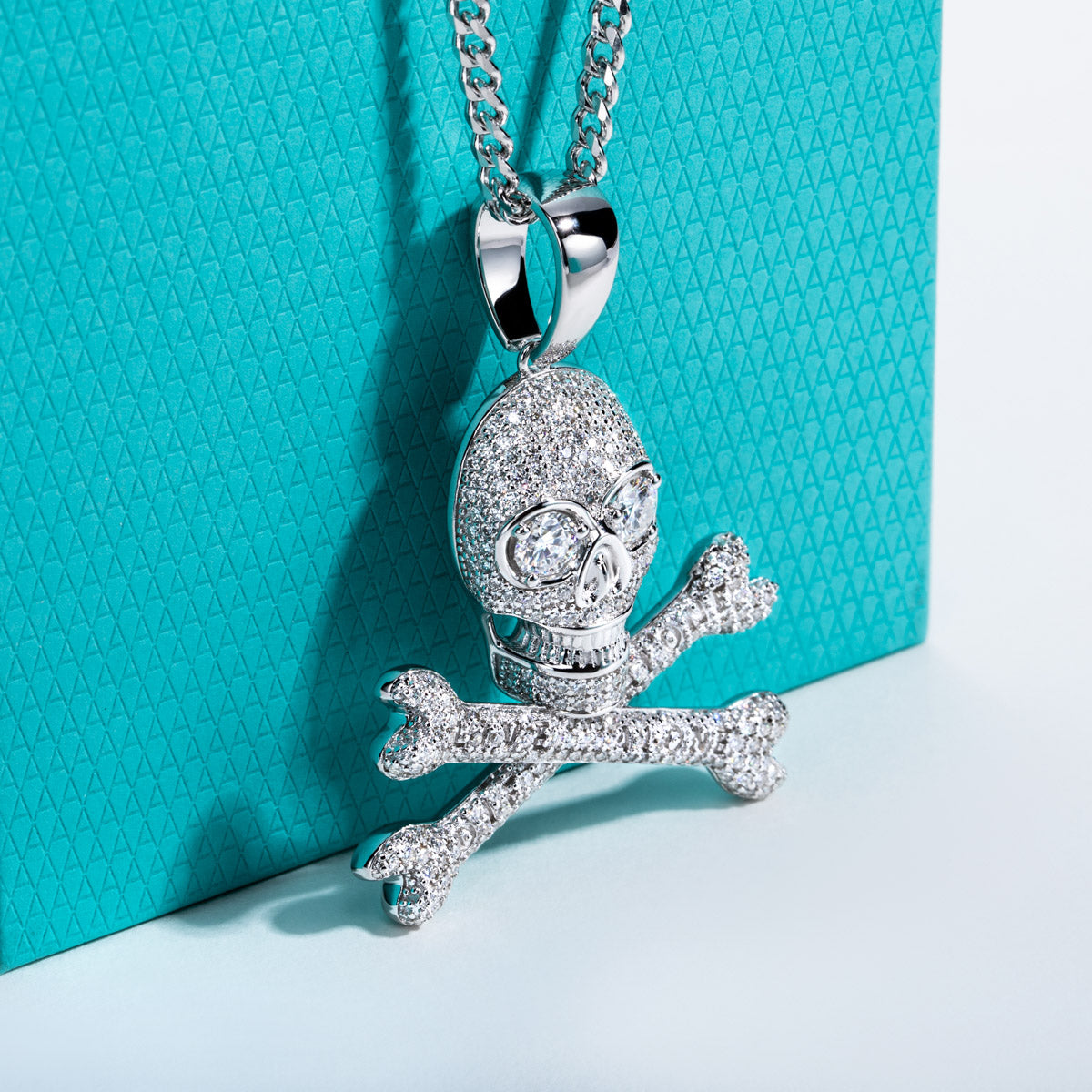 S925 Silver Full Moissanite Skull Pendant