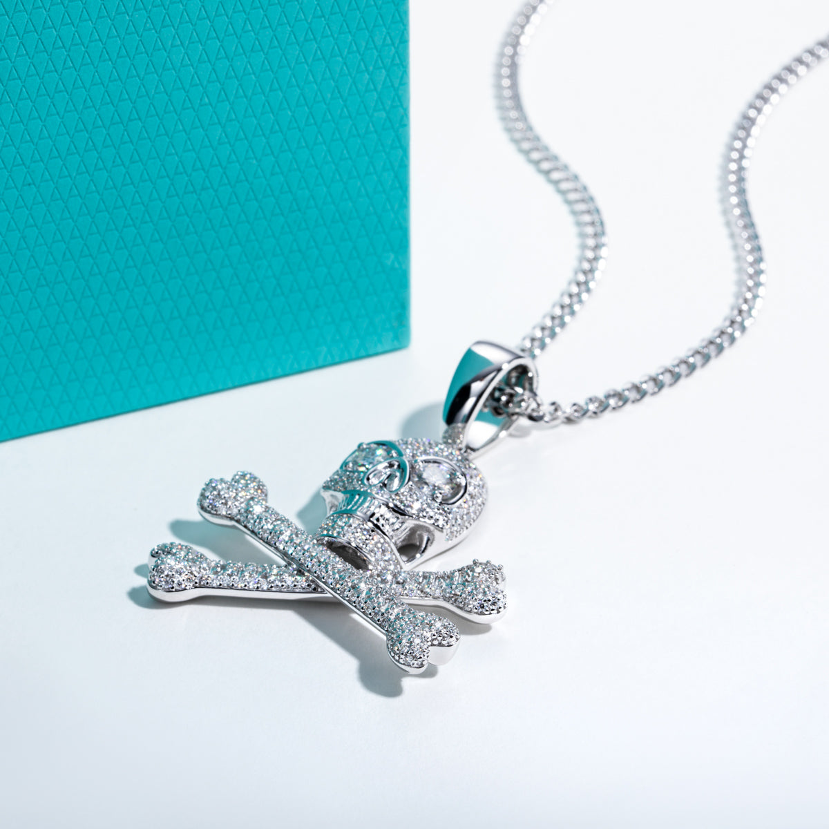 S925 Silver Full Moissanite Skull Pendant