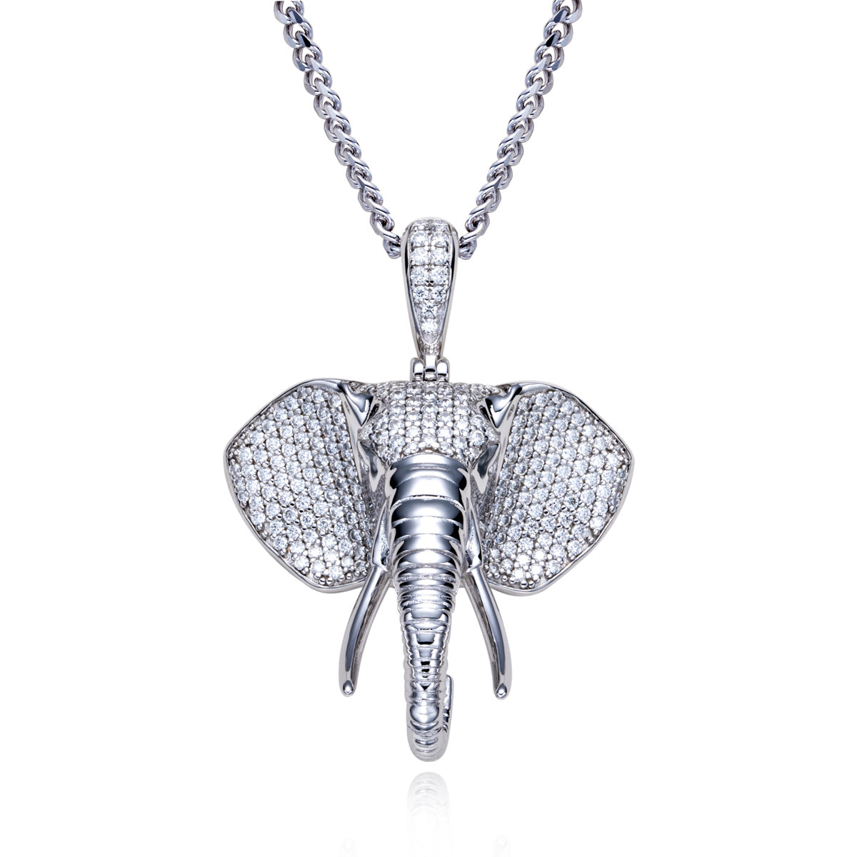 S925 Silver Moissanite 3D Elephant Head Hip-hop Pendant