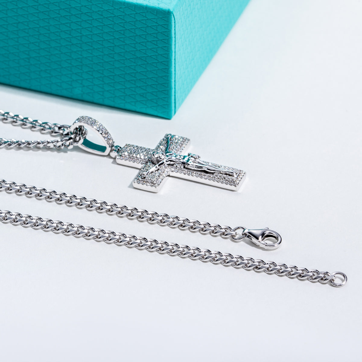 S925 Silver Moissanite Cross Pendant