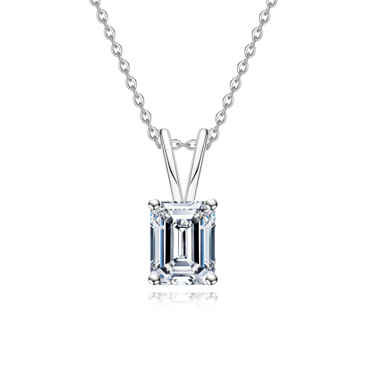 S925 Silver Moissanite Emerald Pendant