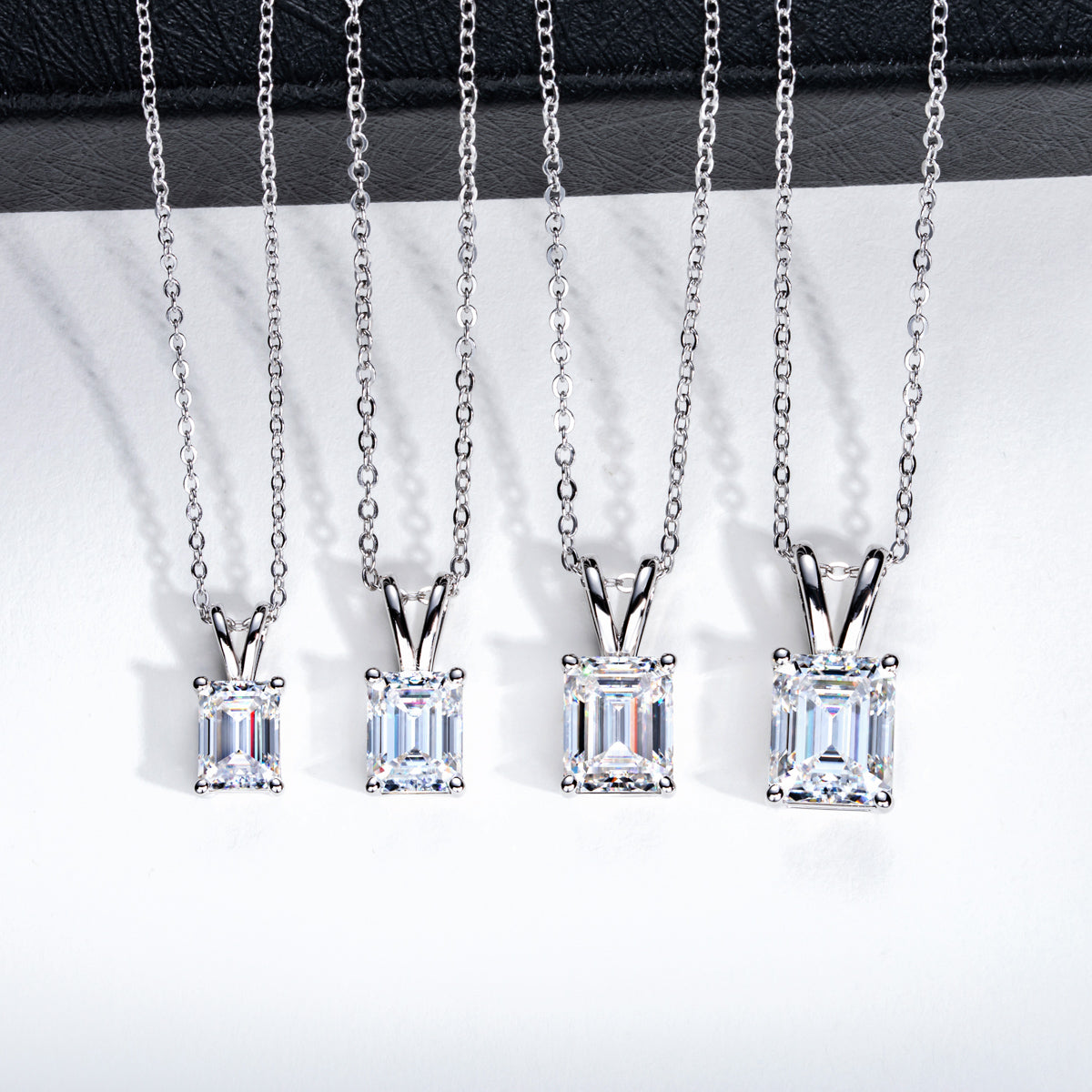 S925 Silver Moissanite Emerald Pendant