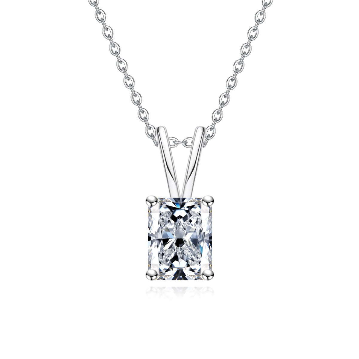 S925 Silver Radiant Cut Moissanite Pendant