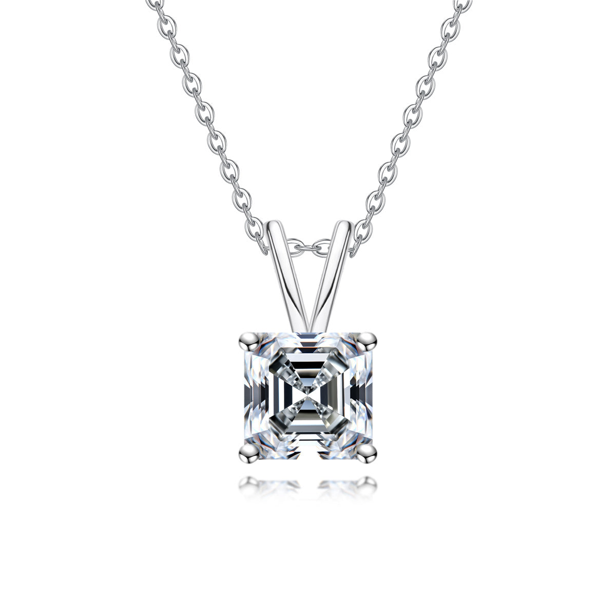 Ascher Cut Moissanite Pendant in 925 Sterling Silver