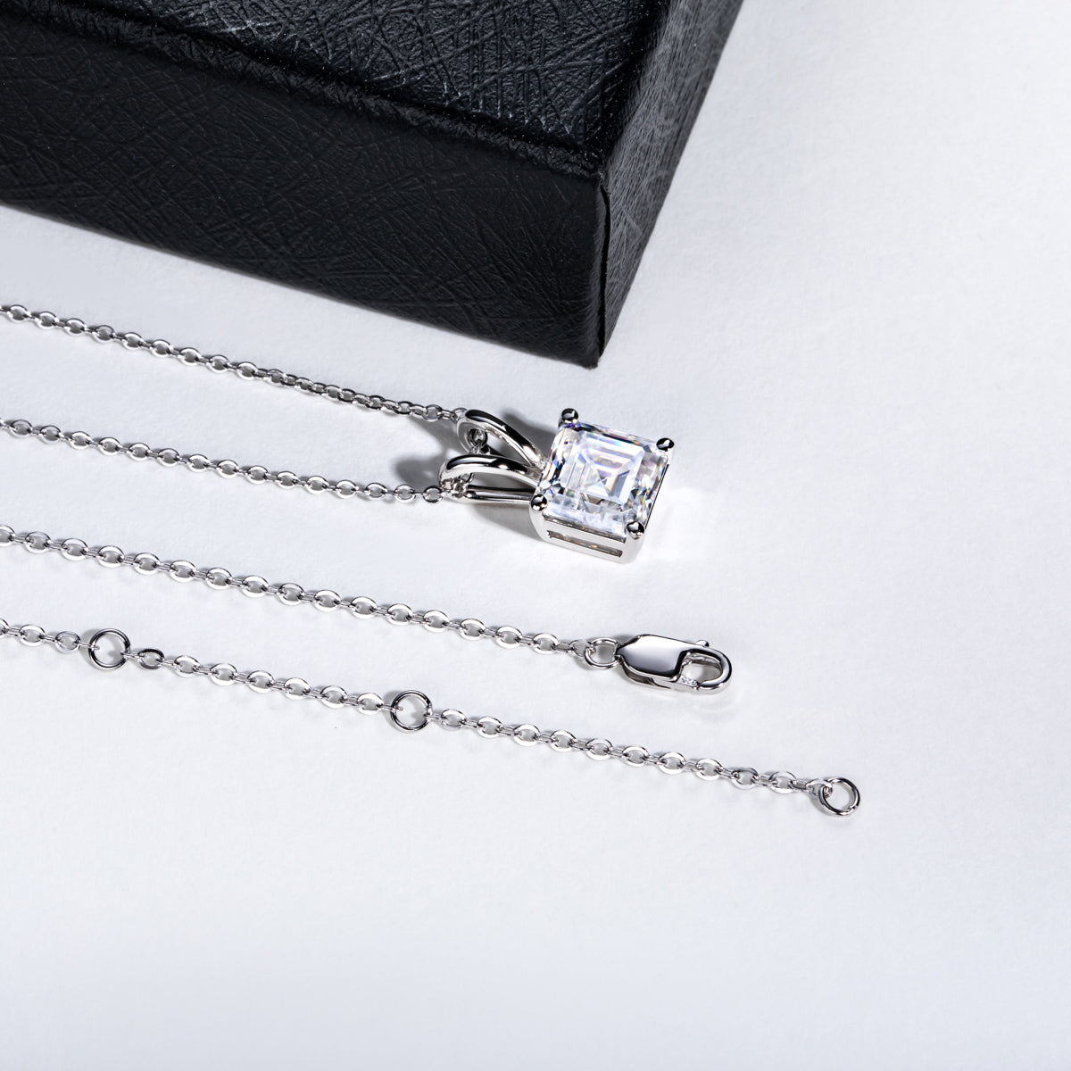 Ascher Cut Moissanite Pendant in 925 Sterling Silver