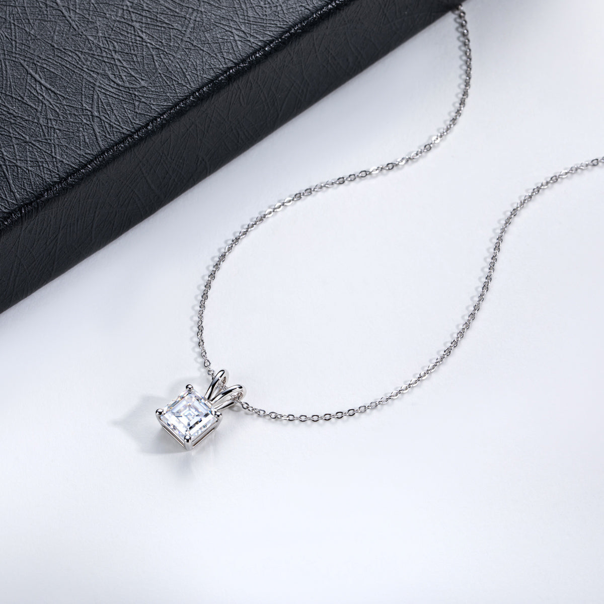 Ascher Cut Moissanite Pendant in 925 Sterling Silver