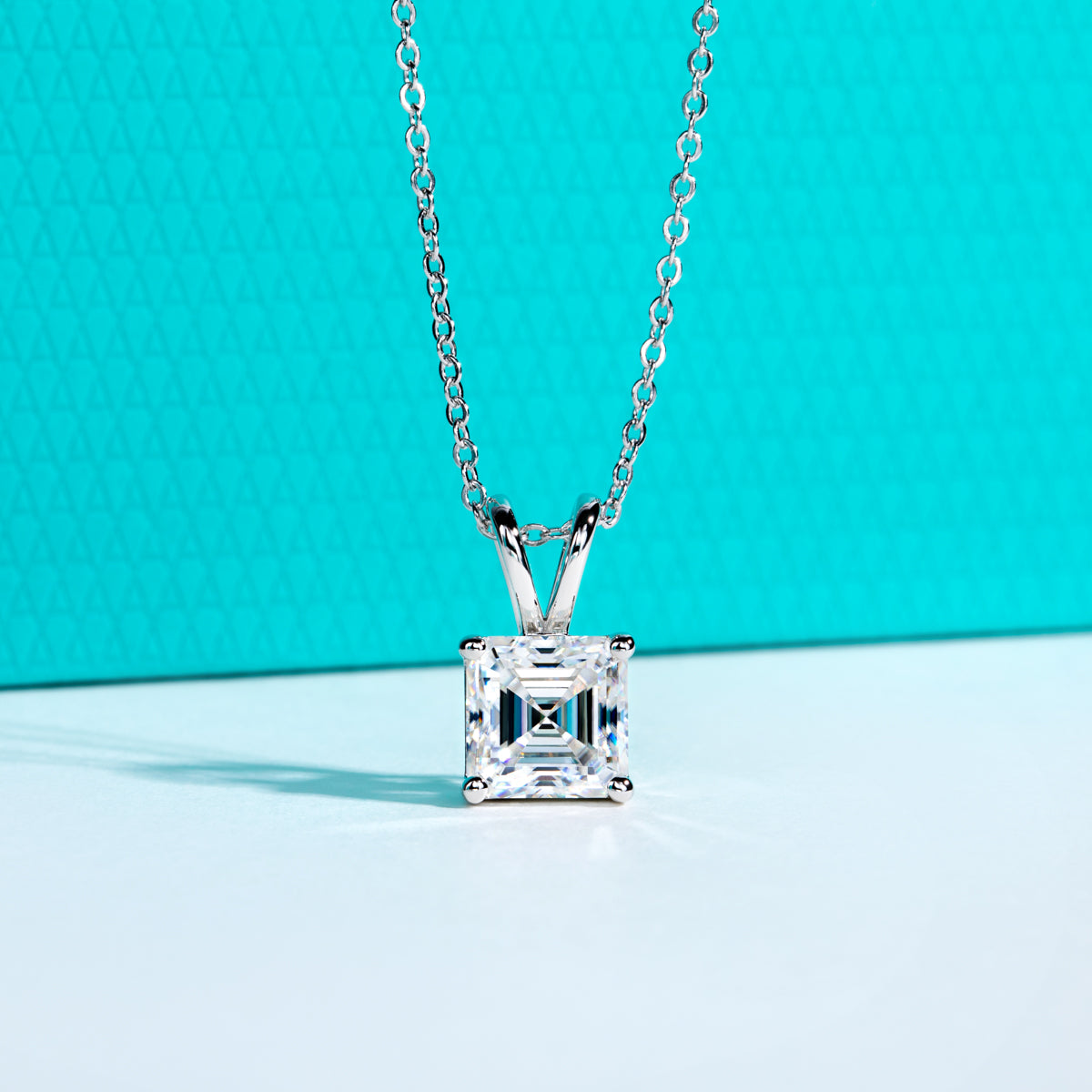 Ascher Cut Moissanite Pendant in 925 Sterling Silver