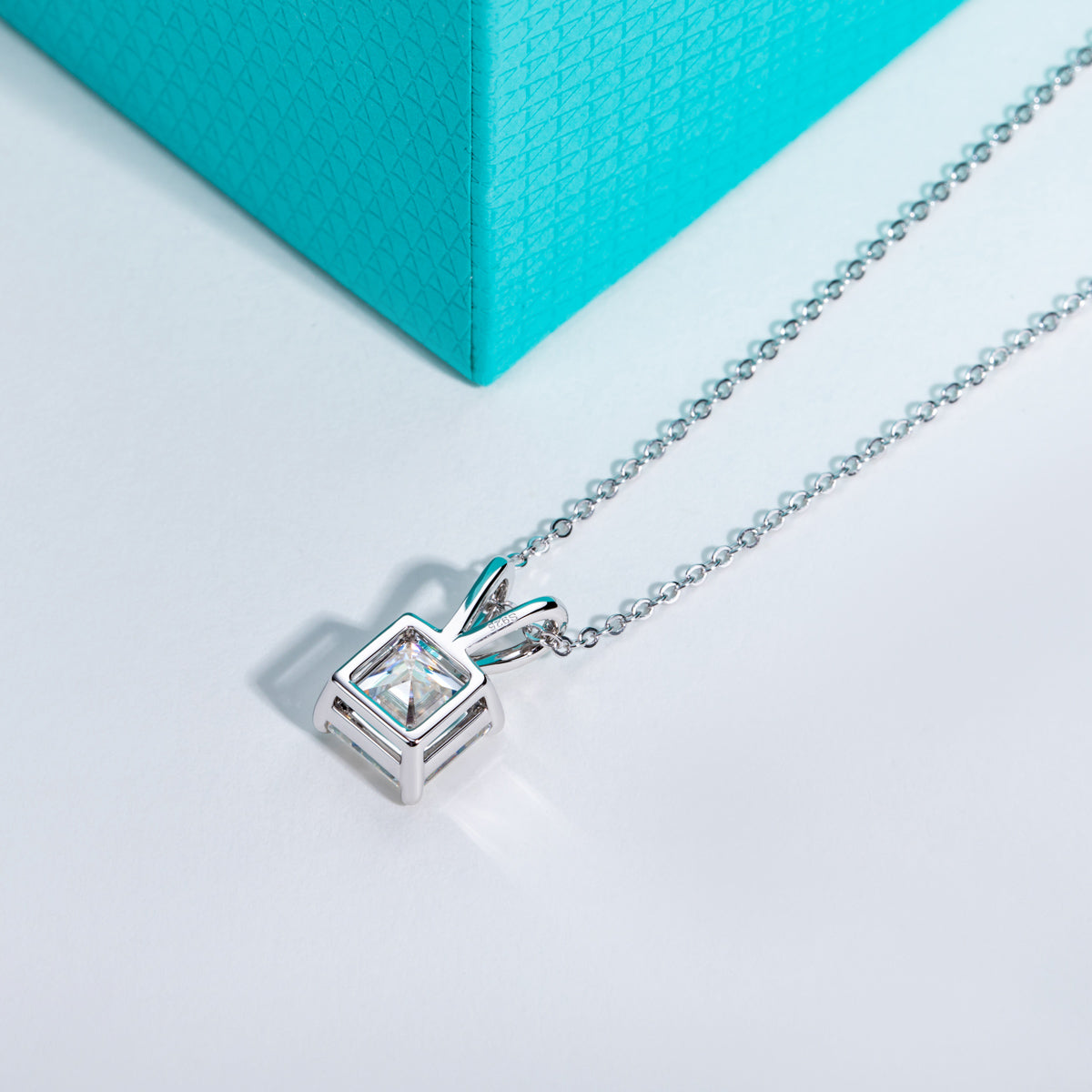 Ascher Cut Moissanite Pendant in 925 Sterling Silver