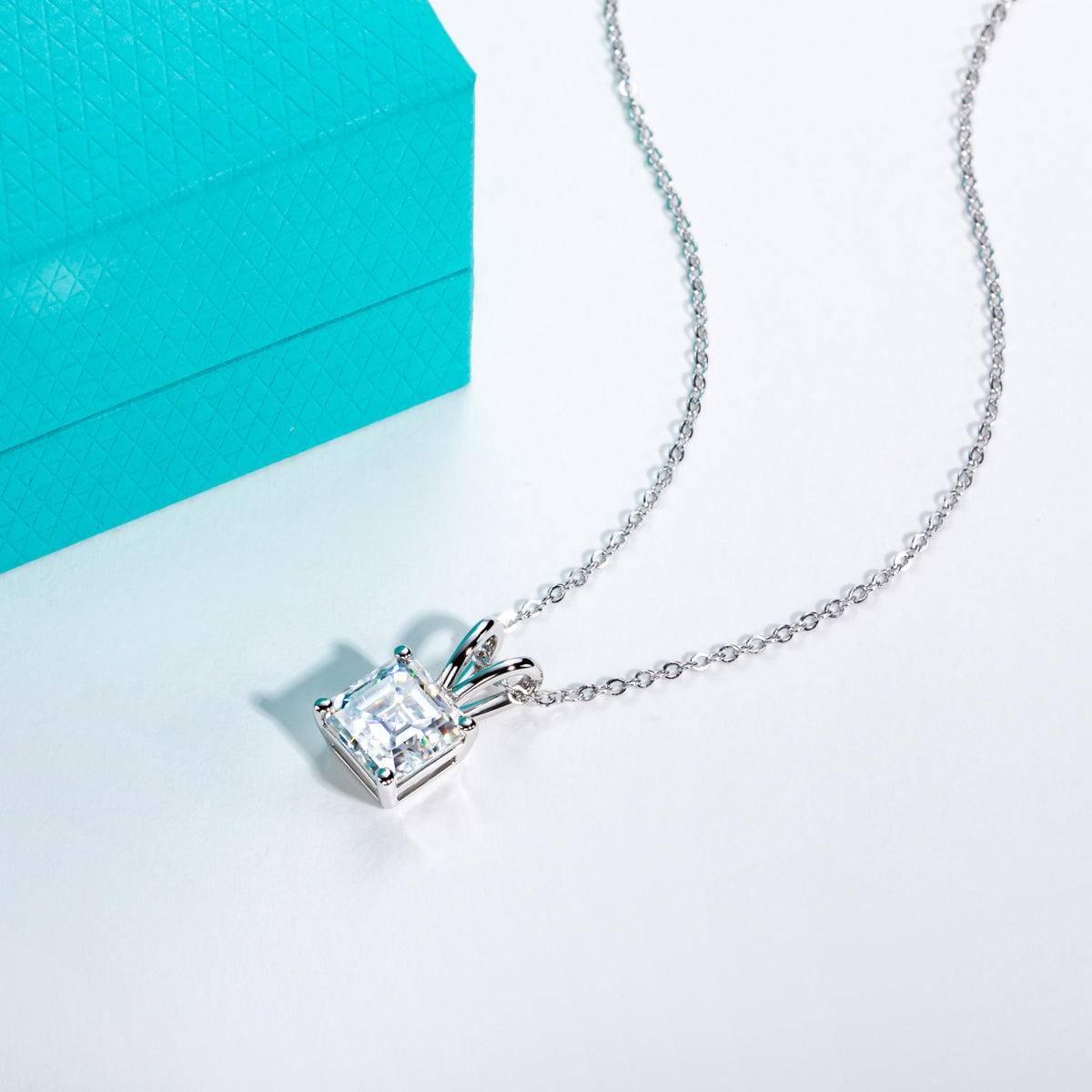 Ascher Cut Moissanite Pendant in 925 Sterling Silver