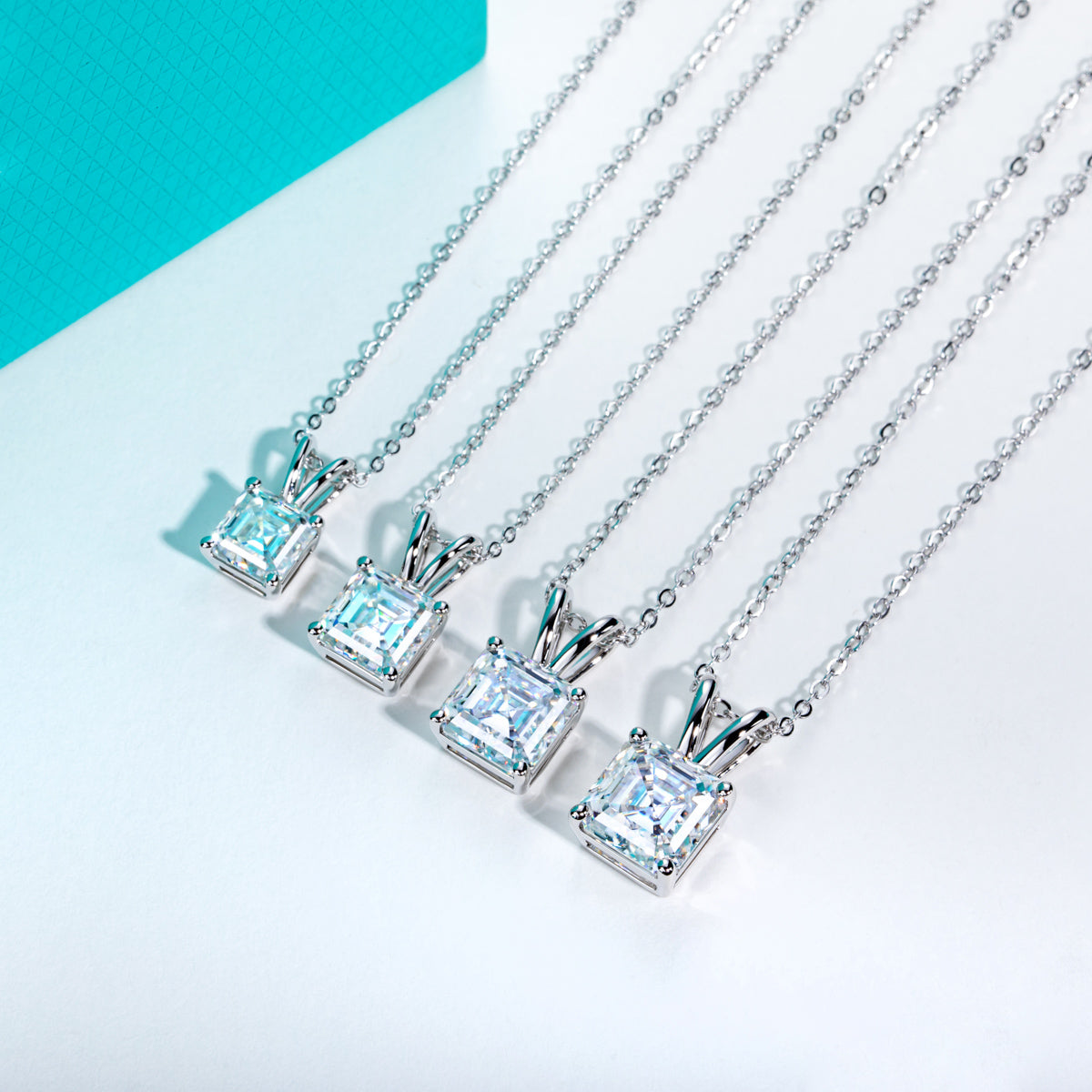 Ascher Cut Moissanite Pendant in 925 Sterling Silver