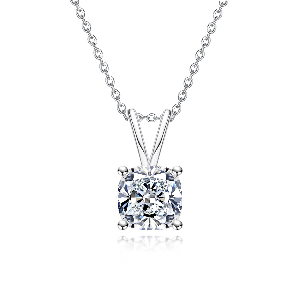 Single Stone Princess Cut Moissanite S925 Silver Pendant