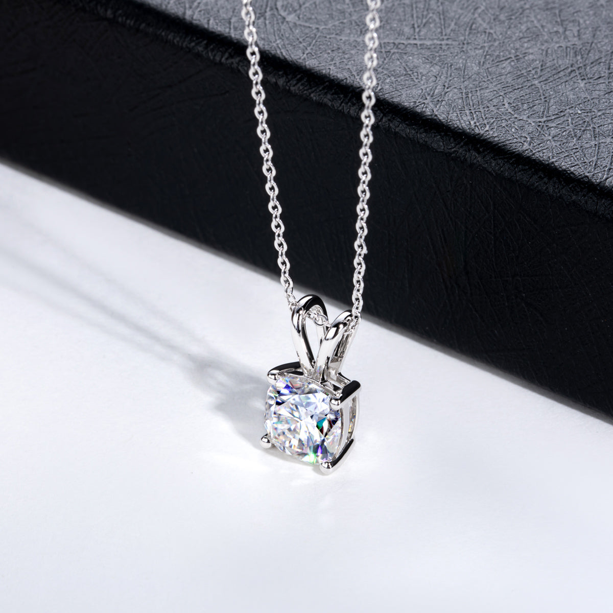Single Stone Princess Cut Moissanite S925 Silver Pendant