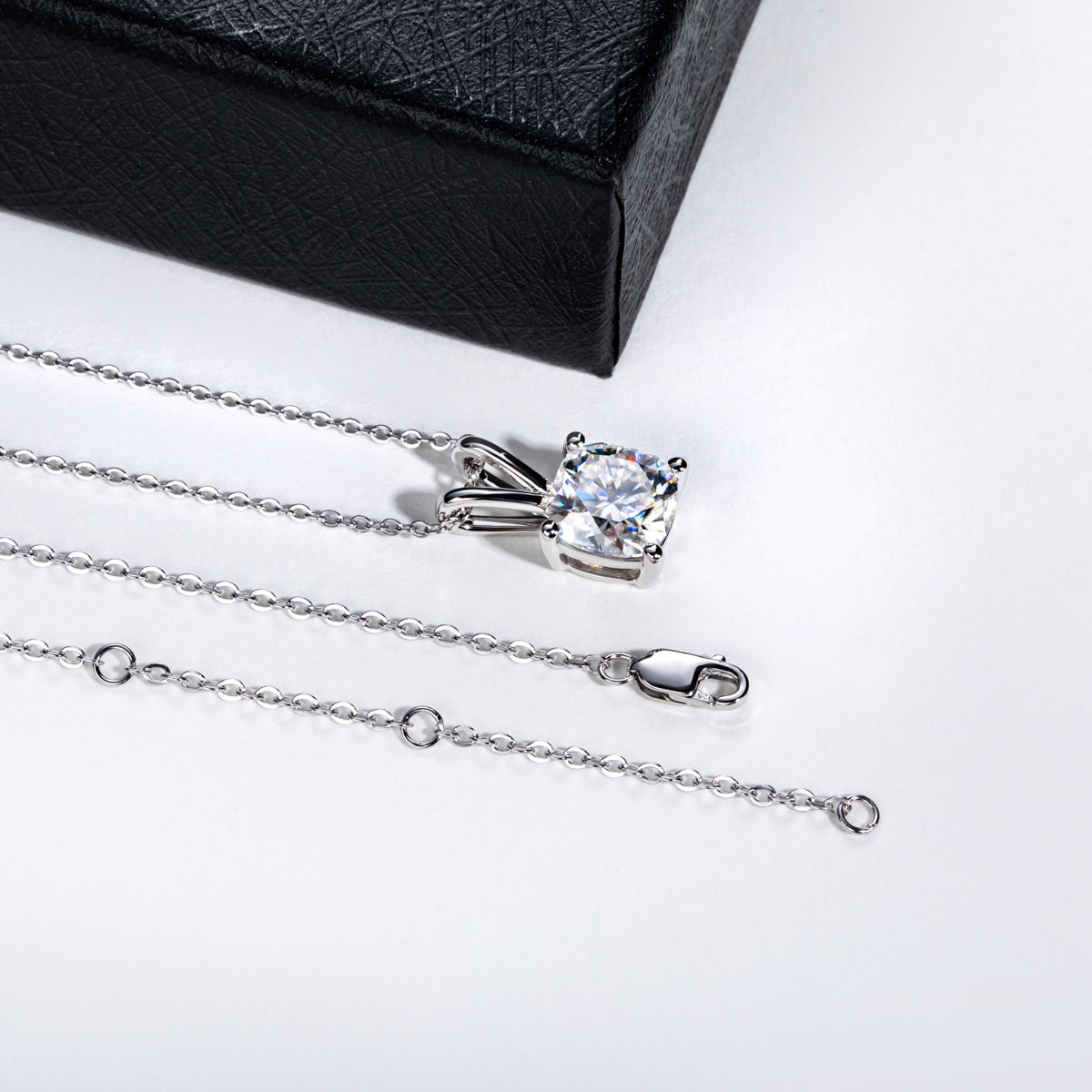 Single Stone Princess Cut Moissanite S925 Silver Pendant