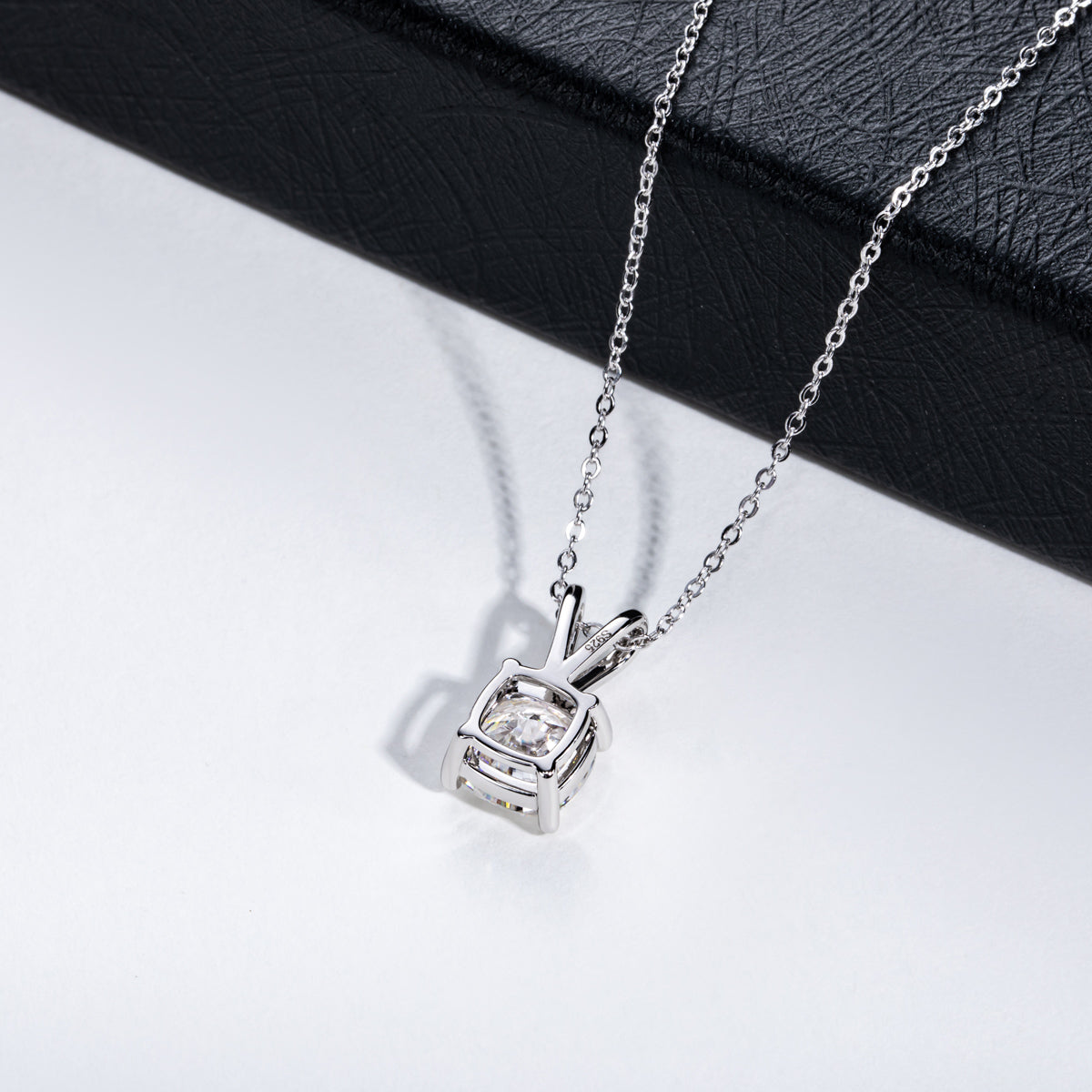 Single Stone Princess Cut Moissanite S925 Silver Pendant