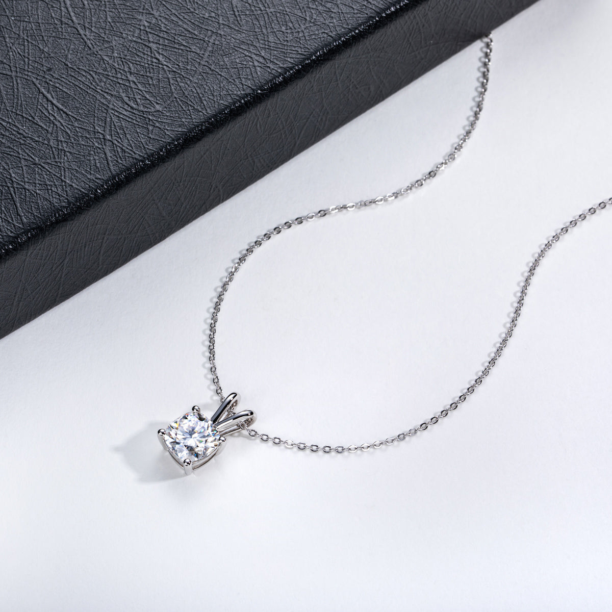 Single Stone Princess Cut Moissanite S925 Silver Pendant
