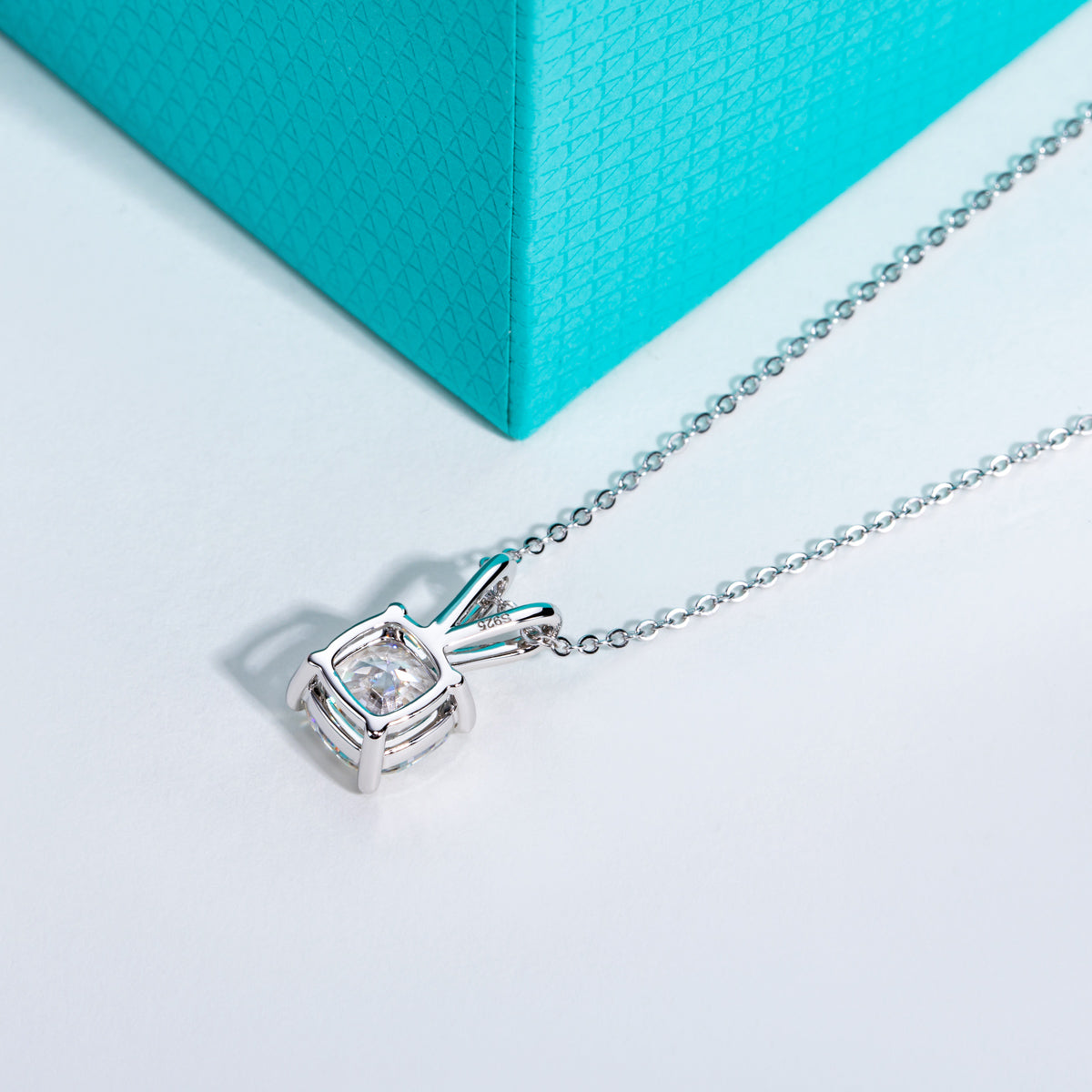 Single Stone Princess Cut Moissanite S925 Silver Pendant