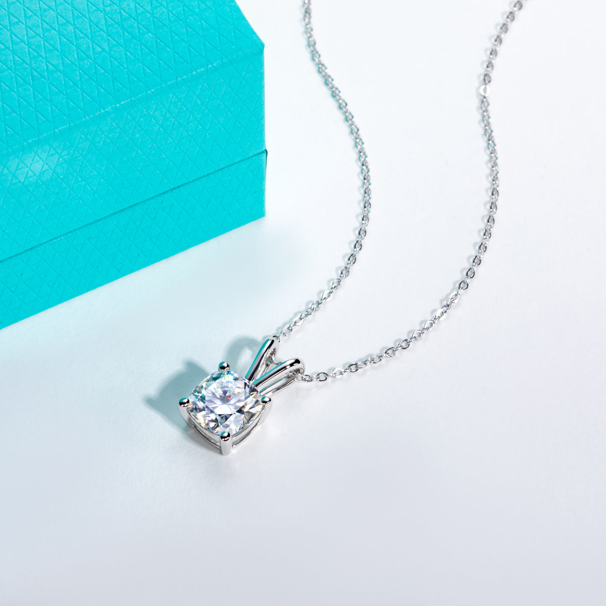 Single Stone Princess Cut Moissanite S925 Silver Pendant