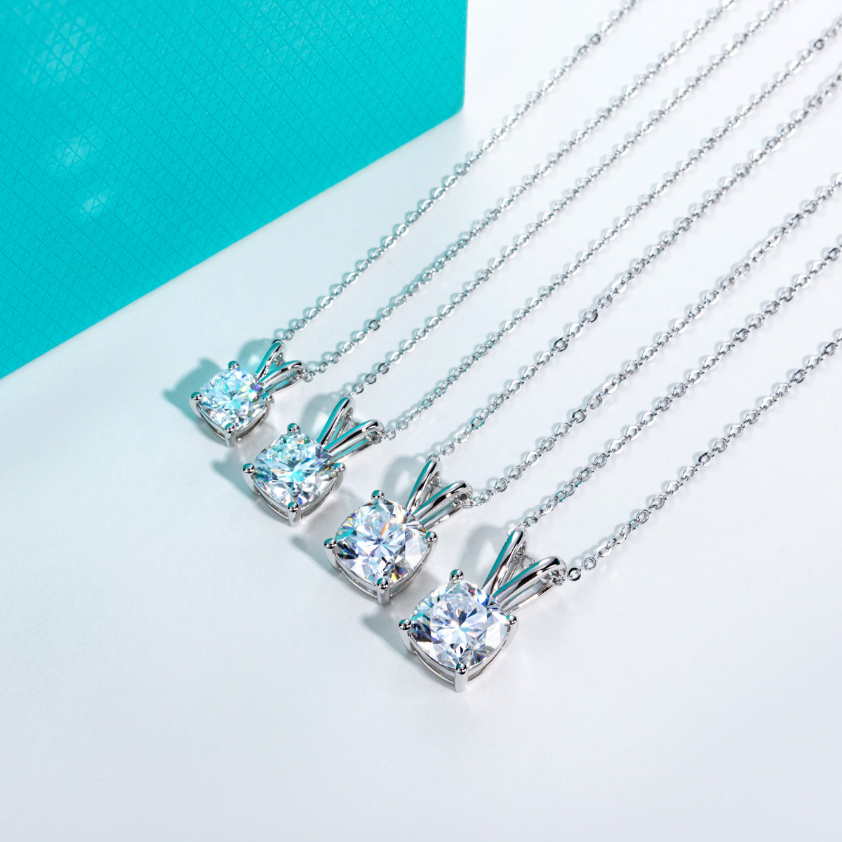 Single Stone Princess Cut Moissanite S925 Silver Pendant