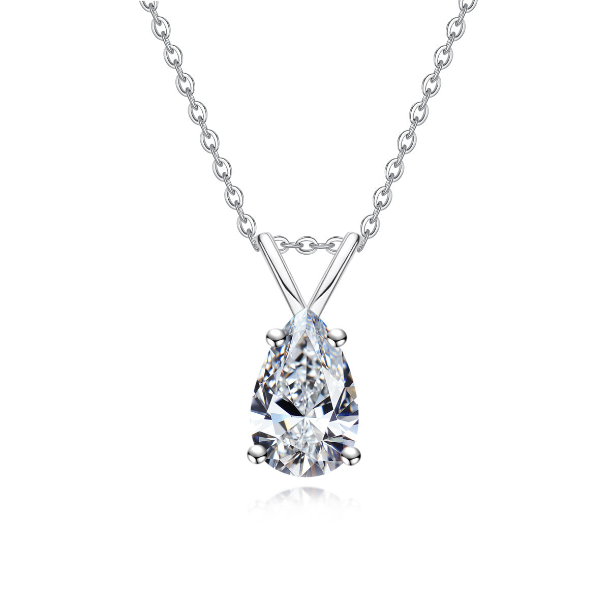 S925 Silver Pear Shaped Cut Moissanite Pendant