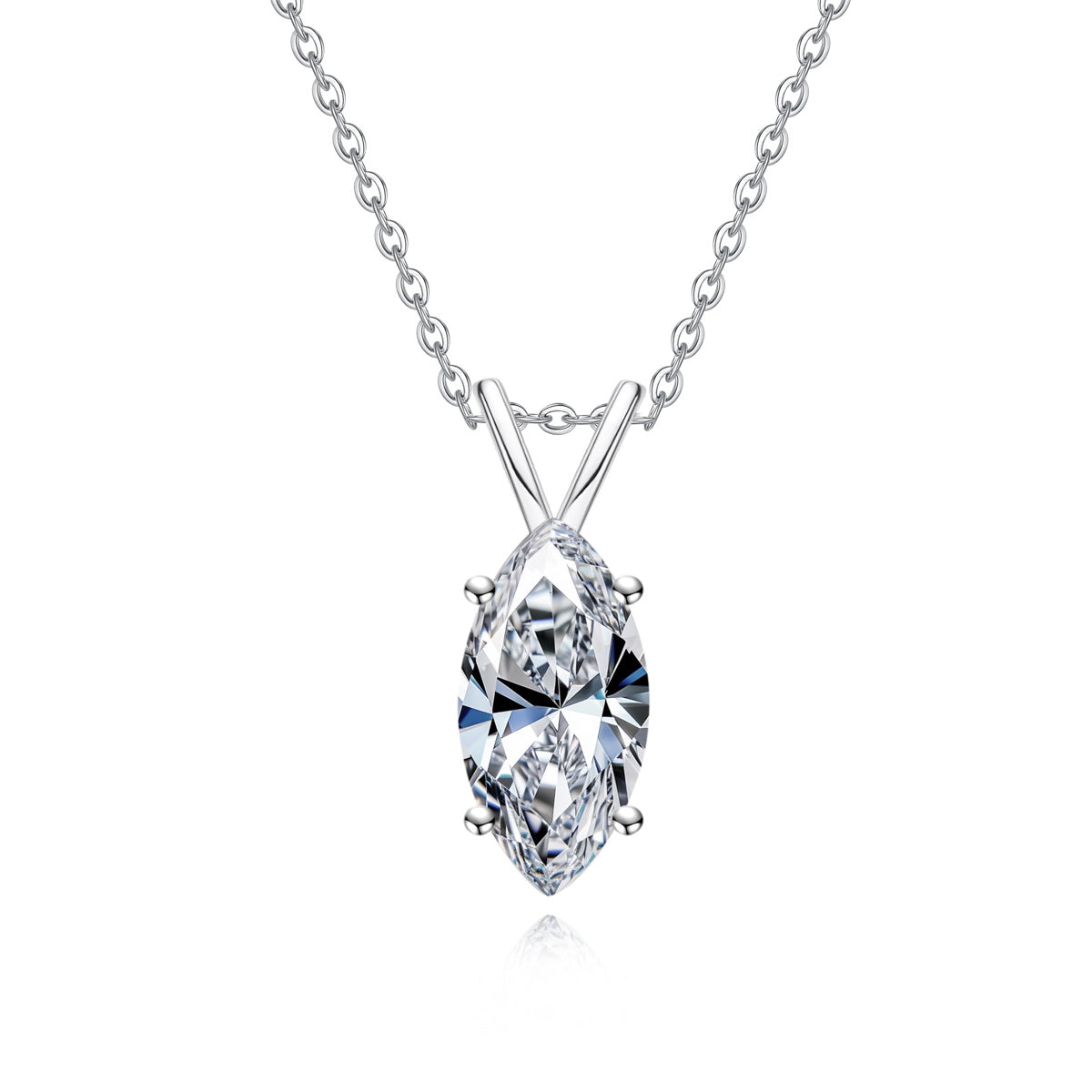 Marquise Moissanite Pendant in S925 Sterling Silver