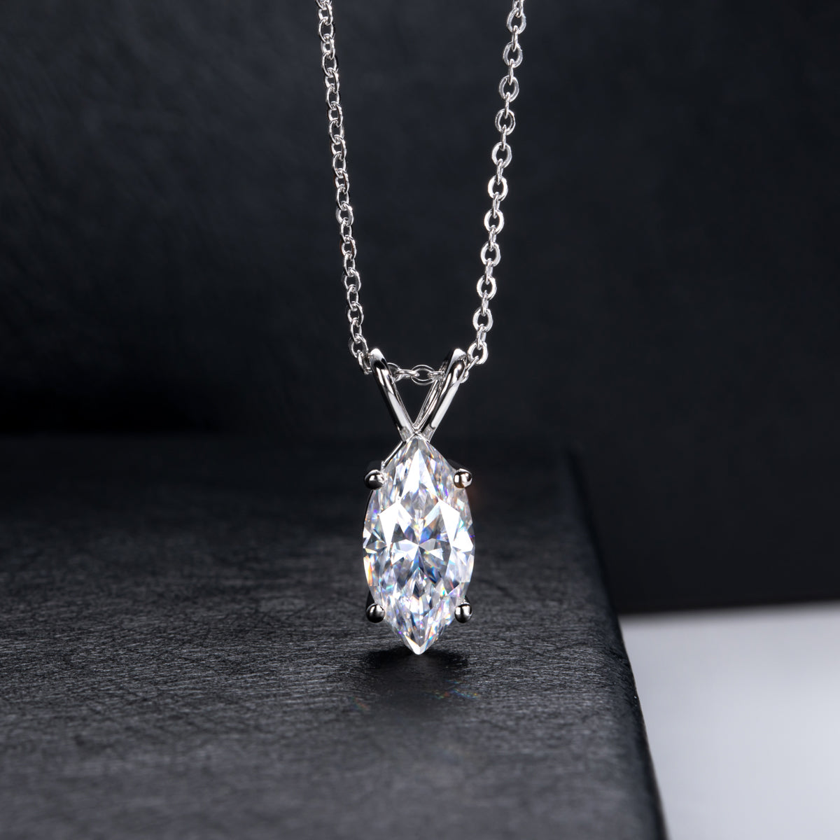 Marquise Moissanite Pendant in S925 Sterling Silver