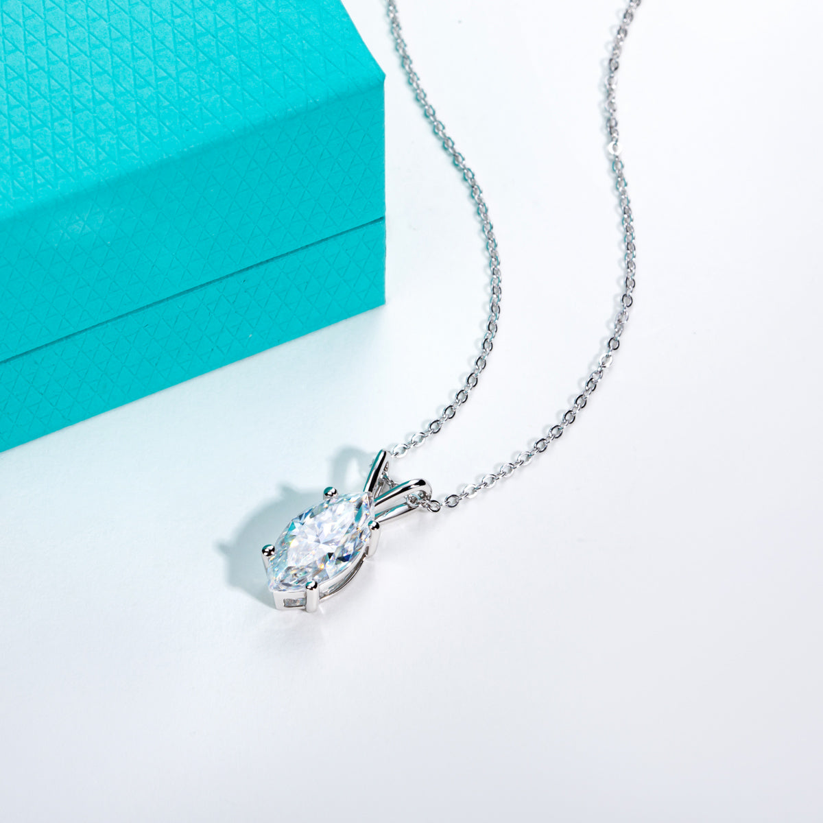 Marquise Moissanite Pendant in S925 Sterling Silver