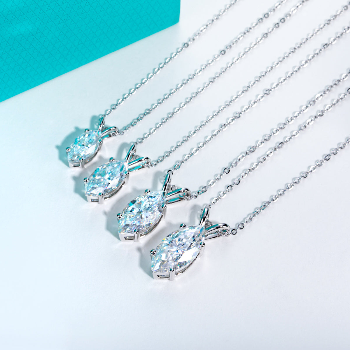 Marquise Moissanite Pendant in S925 Sterling Silver