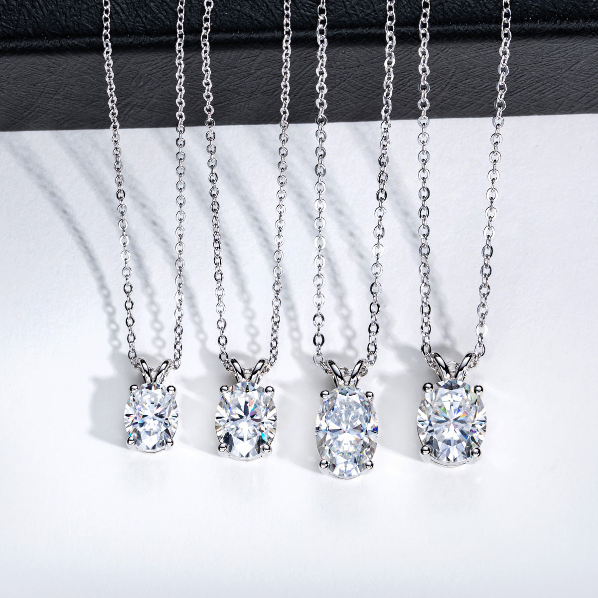 S925 Sterling Silver Oval Moissanite Clavicle Necklace