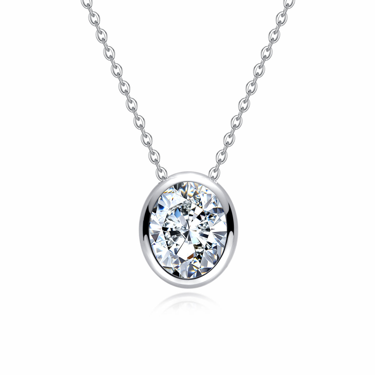 Oval Moissanite Pendant in 925 Sterling Silver